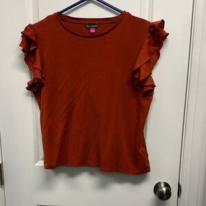 Lot of 4 Vincent Camuto Ruffle Sleeve Tee (burnt orange, black, white, green)